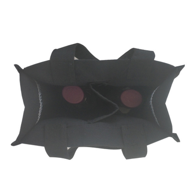 Schwarze Segeltuch PET 18x9x27cm CMYK 2 Flaschen-Wein-Tasche